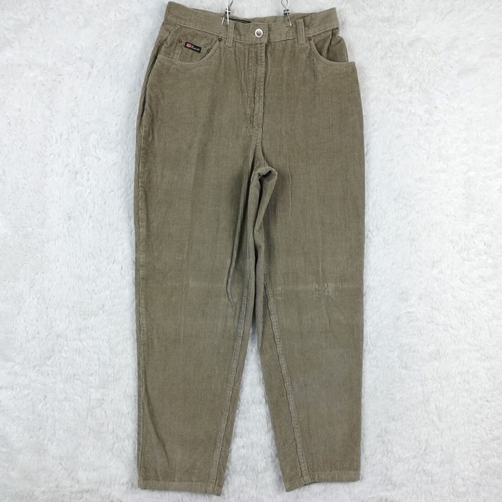 Route 66‎ Womens Pants Tapered Corduroy High Rise Brown Beige Loose 12